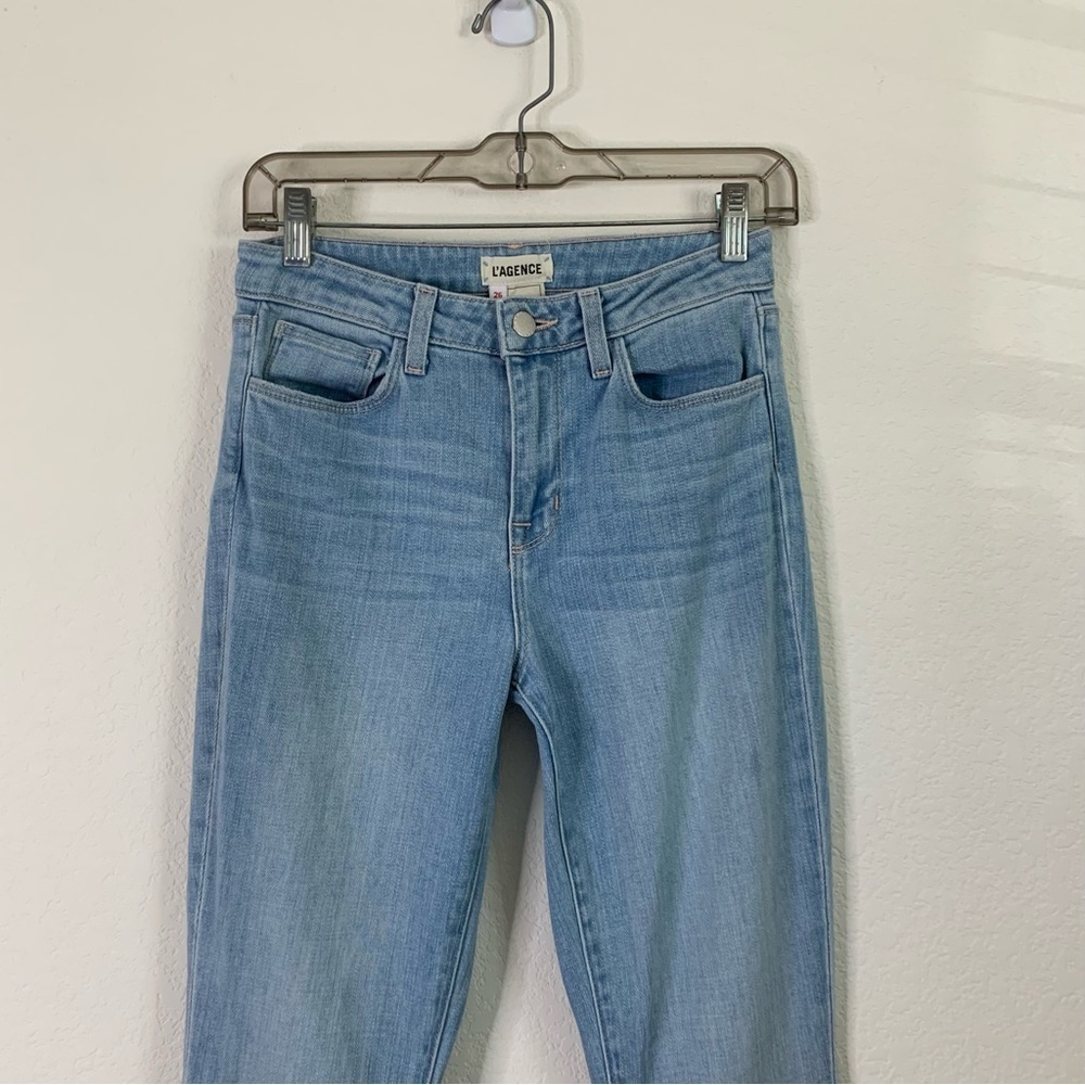 Lagence Womens bell high rise flare jeans in blue cloud 26 - Picture 4 of 9